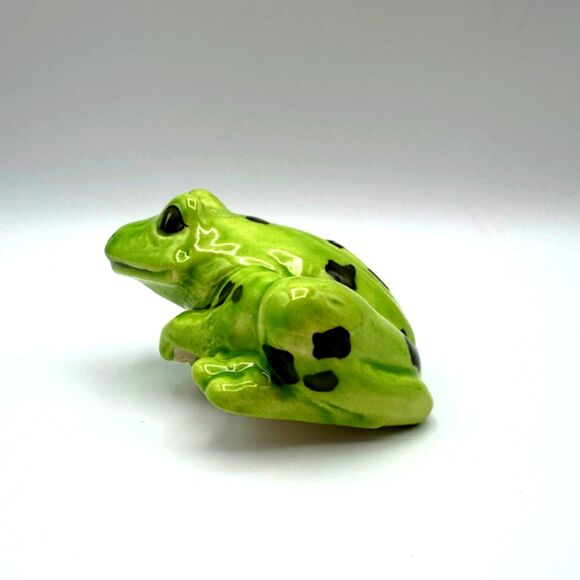 VTG Porcelain Green Frog Figurine SHELF SITTER 3.25"X3.25" Garden Animal Decor - Picture 8 of 14